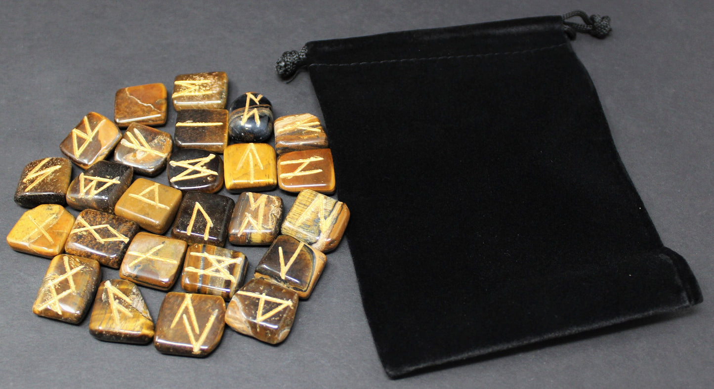 Tiger Rune Stone Set With Storage Pouch