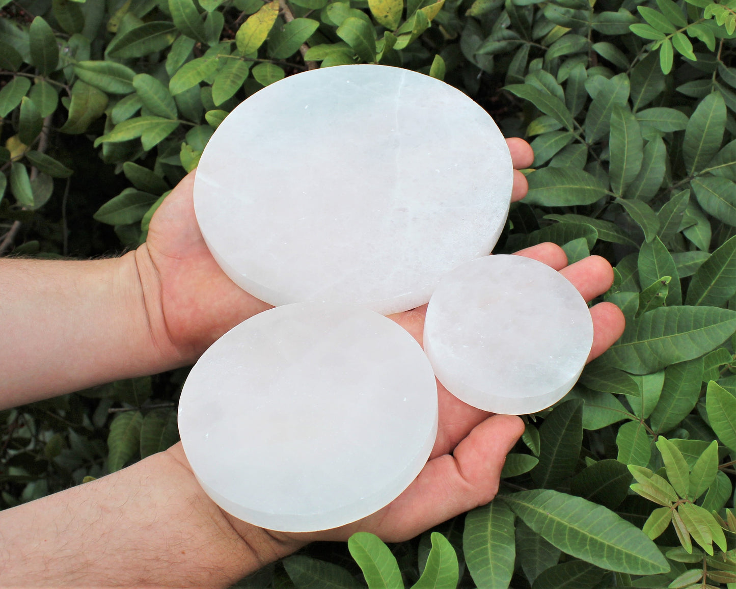 Polished Selenite Circle Charging Station