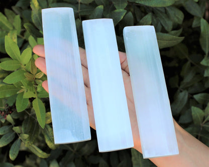 Set Of 3 Polished Selenite Crystal Plates