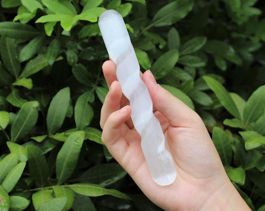 Selenite Twisted Massage Wand