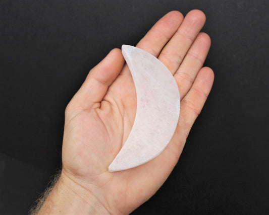 Polished Selenite Moon Shaped Crystal Plate