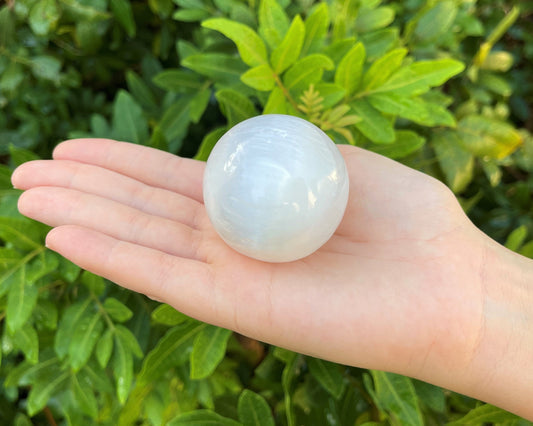 Selenite Crystal Sphere And Display Stand