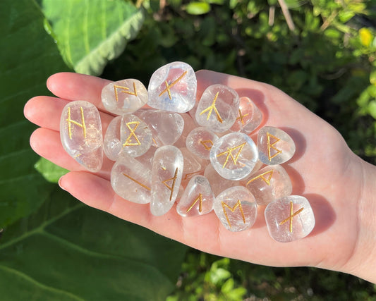 Clear Quartz Rune Stone Set