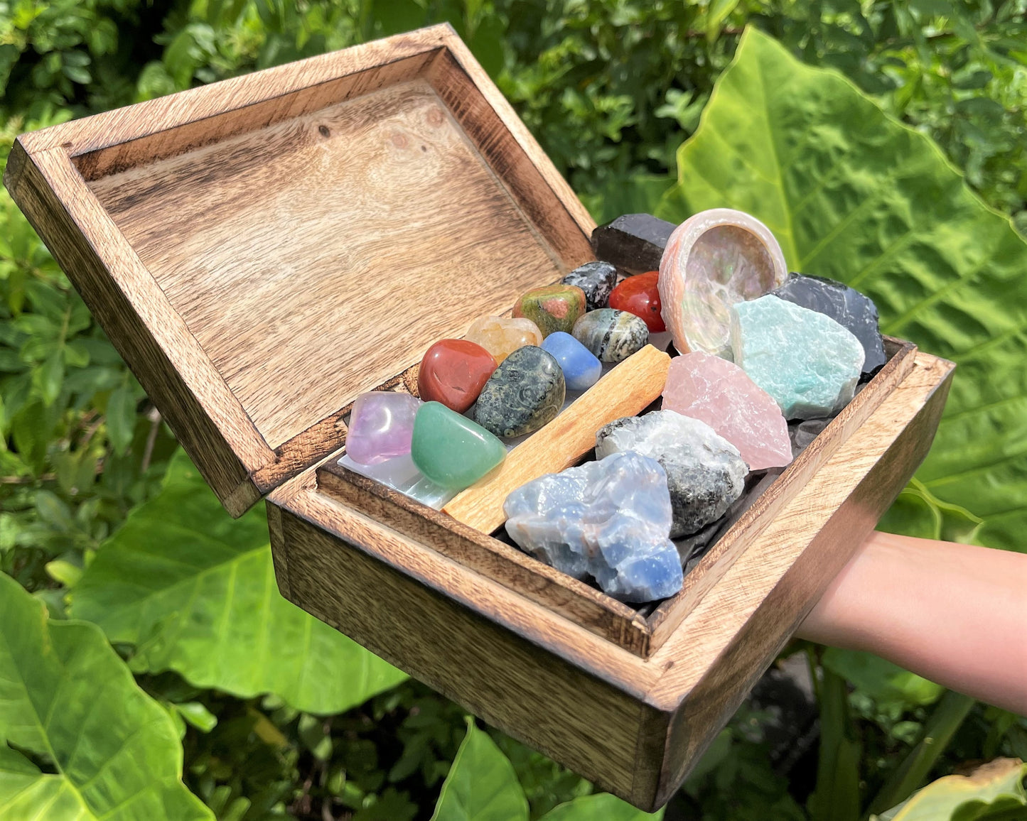 19 Piece Deluxe Crystal Kit Box Of Natural And Tumble Stones