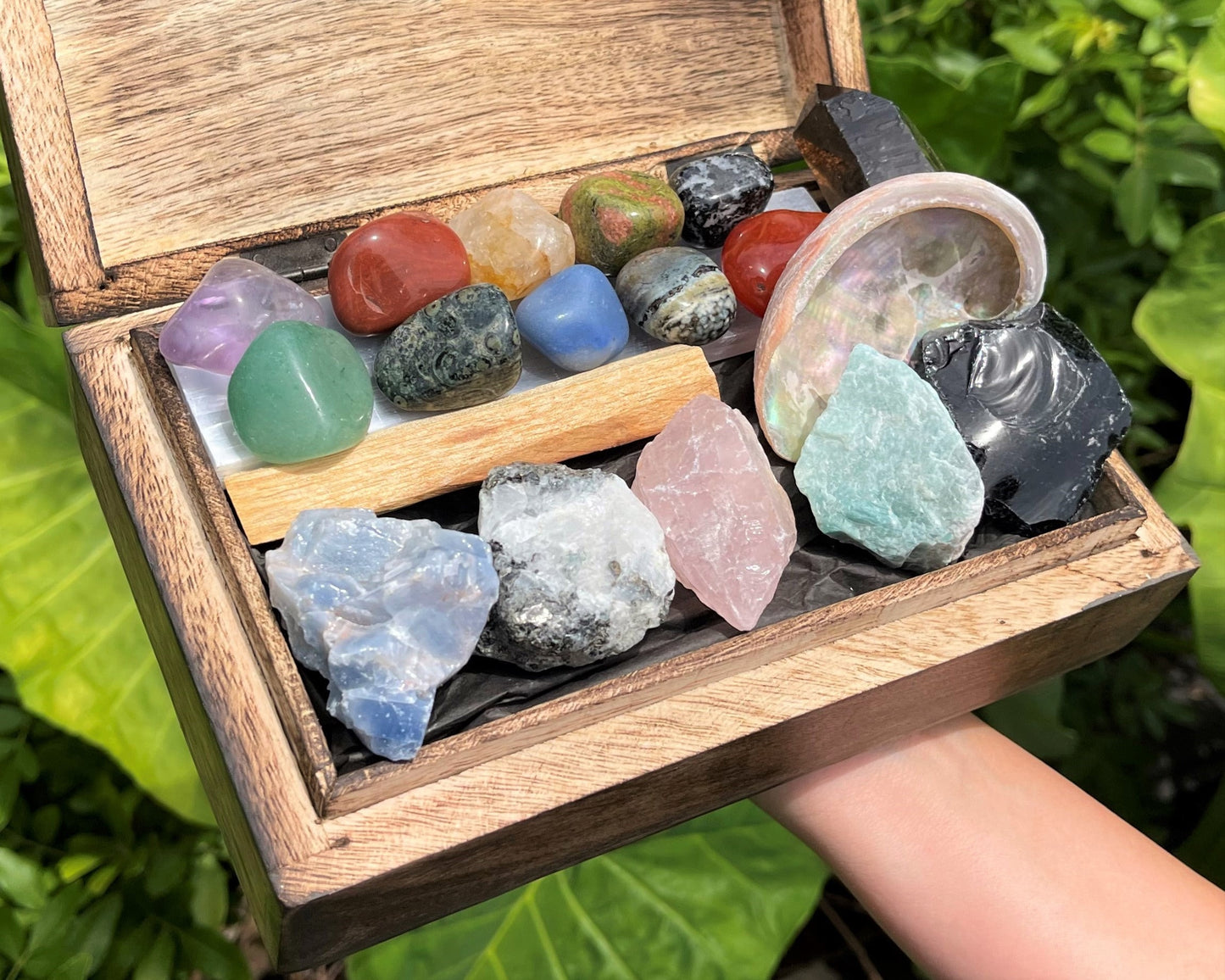 19 Piece Deluxe Crystal Kit Box Of Natural And Tumble Stones