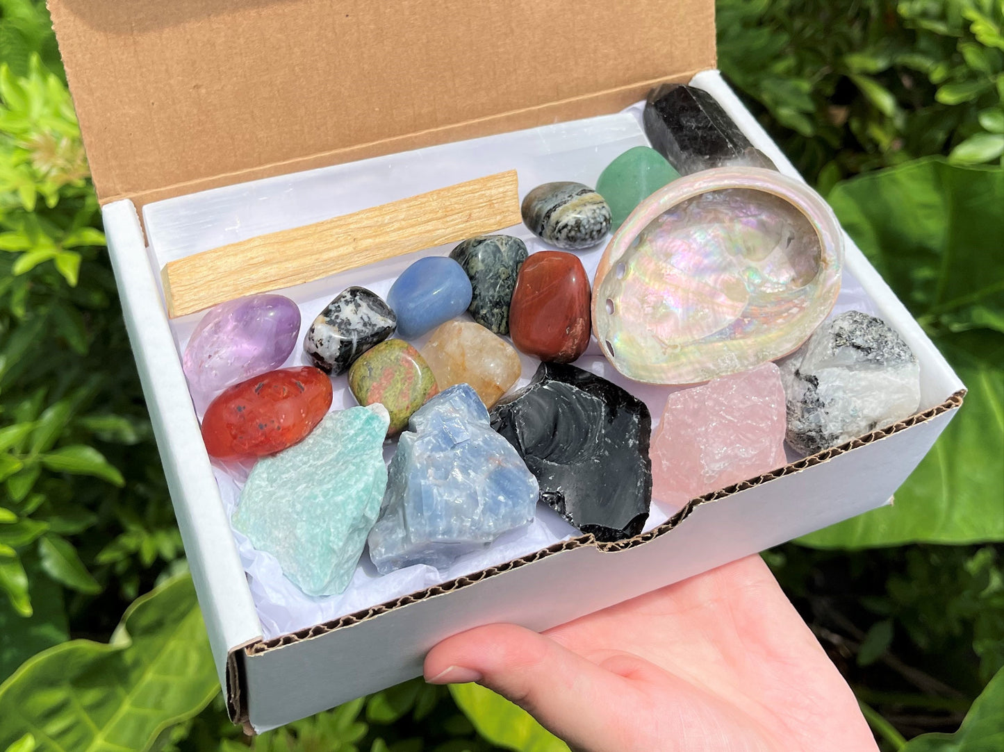 19 Piece Deluxe Crystal Kit Box Of Natural And Tumble Stones