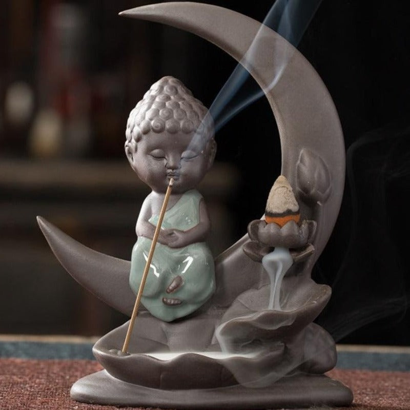 Buddha & Moon Aromatherapy Waterfall Incense Burner