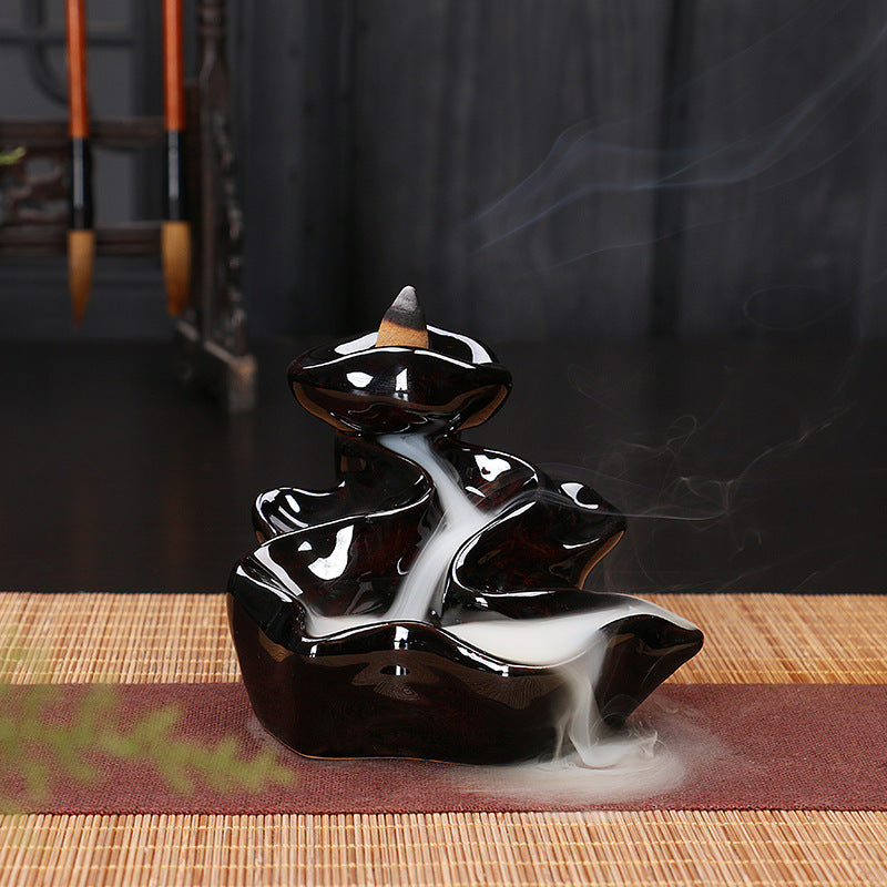 The Black Abstract Waterfall 2 Aromatherapy Waterfall Incense Burner for Gift, Home and Office - with 20 Cones