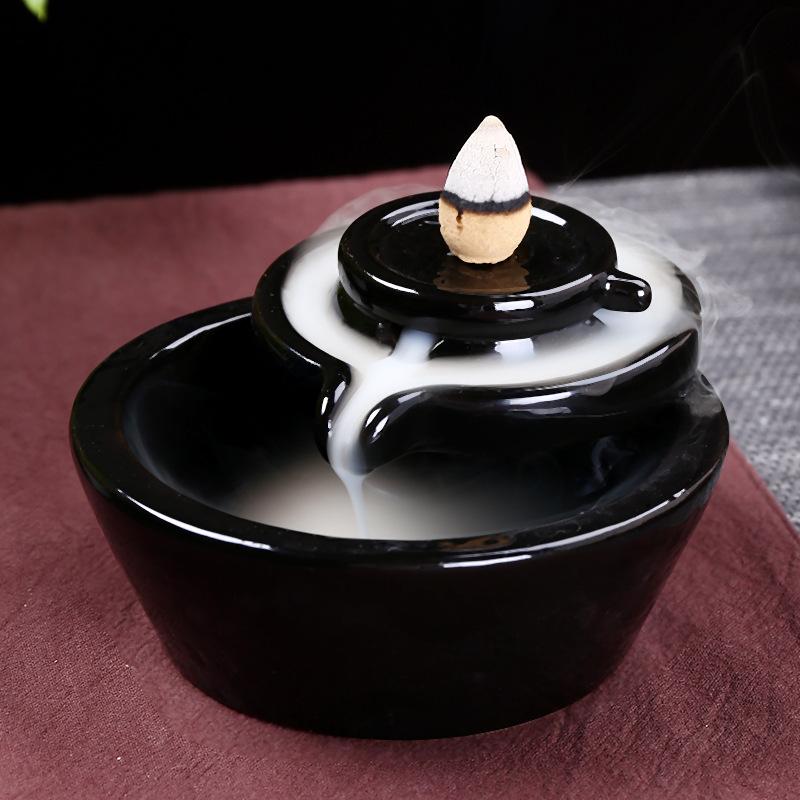 Black Tub Aromatherapy Waterfall Incense Burner