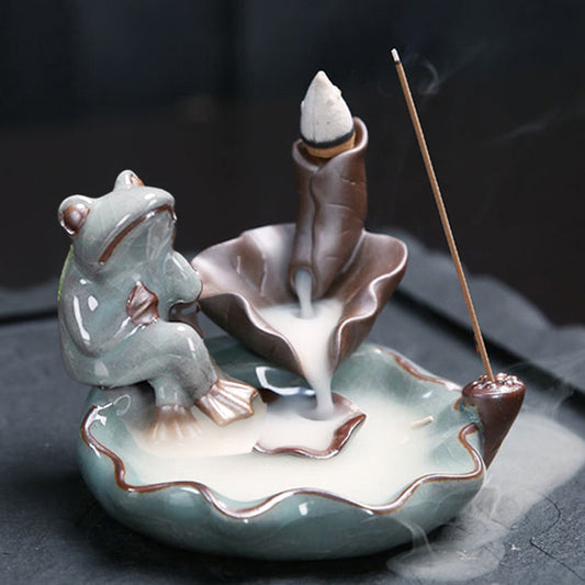 Burner With Ceramic Backflow Incense Holder With 20 Cones