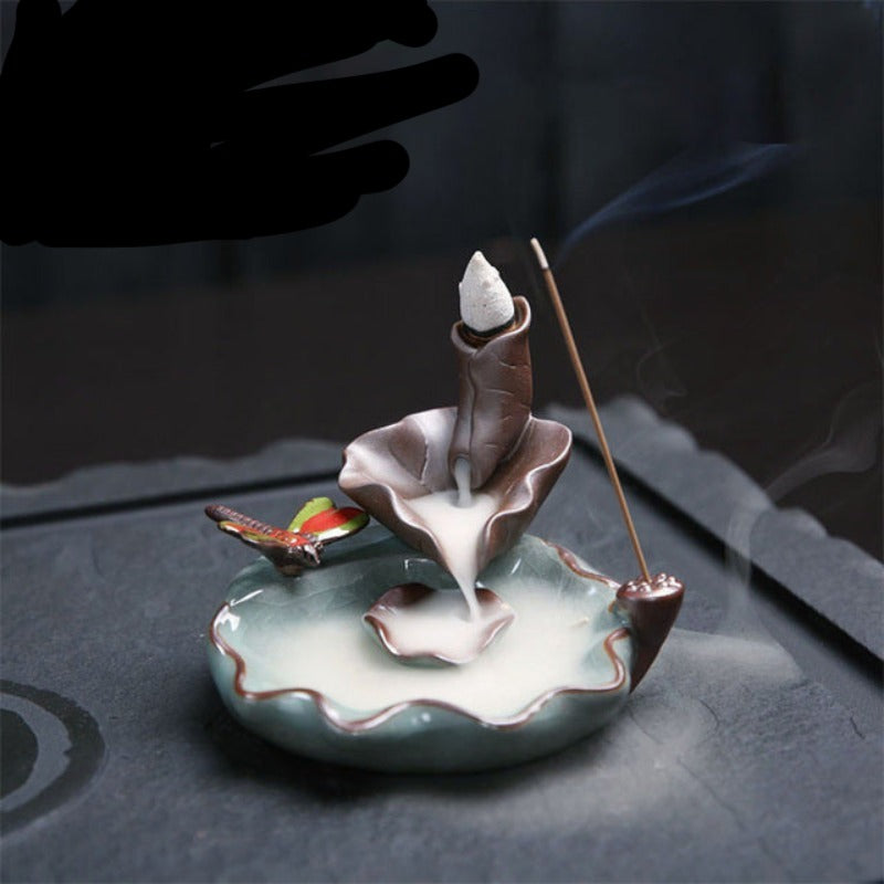 Burner With Ceramic Backflow Incense Holder With 20 Cones