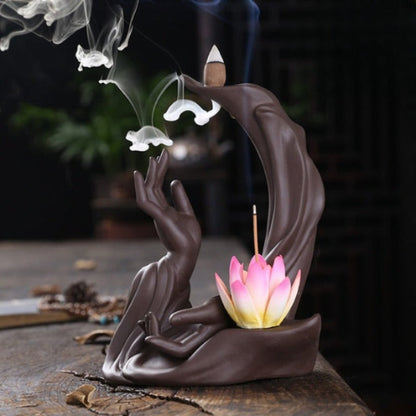 Buddha Hand Lotus Incense Burner With 20Pcs
